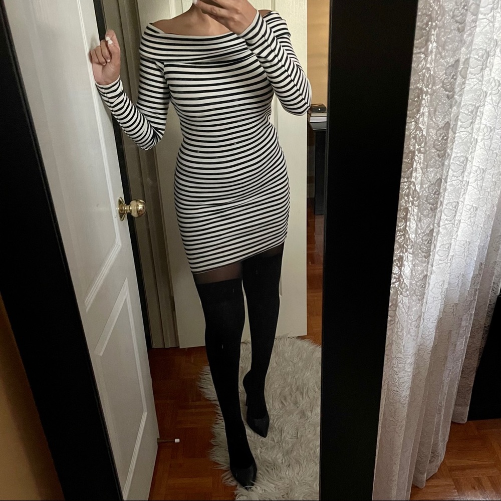 ZARA TRAFALUC STRIPED SWEATER DRESS M